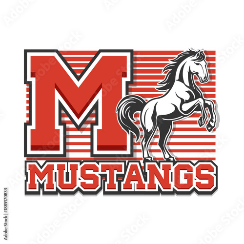 Varsity logo for team mascot in mustang style vector.

