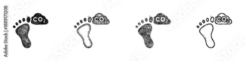 Sketch carbon footprint icon design set