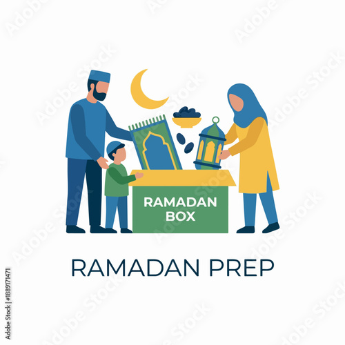 Ramadan Prep Family Illustration Vector