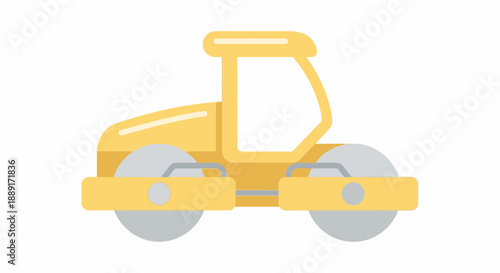 Bright Yellow Road Roller Machine Construction Equipment Vehicle Design