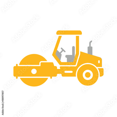 Bright Yellow Road Roller Machine Compacting Surface For Construction Projects