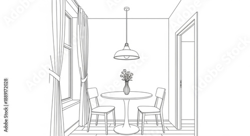 Architectural Interior Sketch Set with Hand-Drawn Furniture and Decor