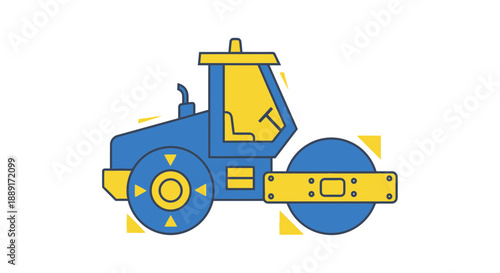 Brightly Colored Road Roller Machine Illustration For Construction Projects