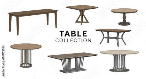 Home Furniture Set with Round and Rectangular Wooden Dining Tables