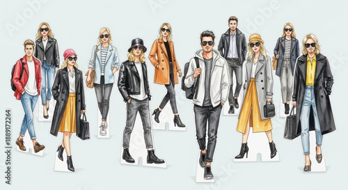 Street Fashion Watercolor People Cutouts for Urban Design and Sketches