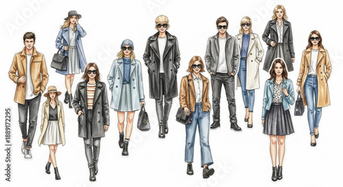 Set of Artistic Watercolor People for Architectural Visualization and Scale