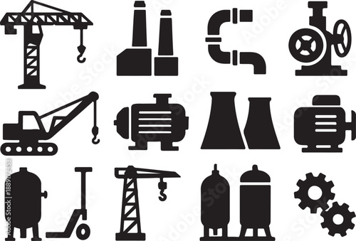 Industrial construction and manufacturing icons