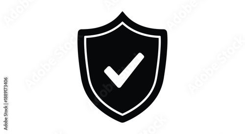 Black shield icon with a white checkmark indicating security or protection