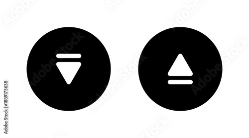 Modern user interface icons featuring eject and collapse symbols within dark circular buttons. Solid Style.