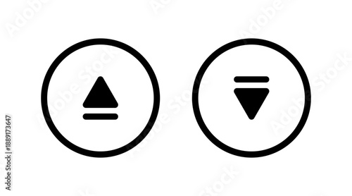 Eject and download circular icon set for media players and software interfaces. Outline Style.