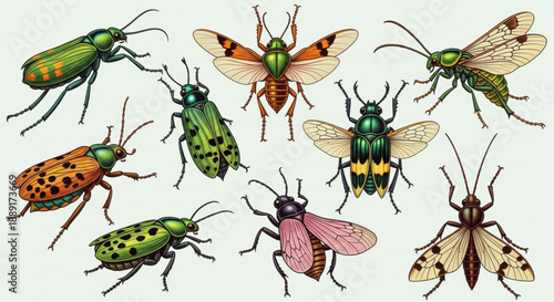 Vector Set of Insects and Bugs with Detailed Butterflies and Moths
