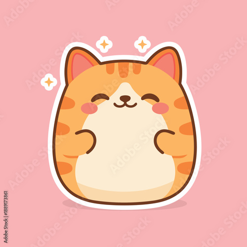 Cute Orange Tabby Cat Character Illustration.