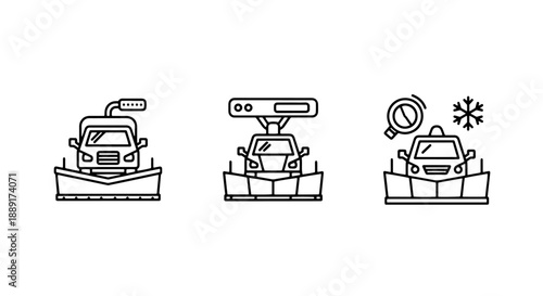 Snow Plow Truck Icons: Essential Vehicles for Winter Road Maintenance and Snow Removal Operations