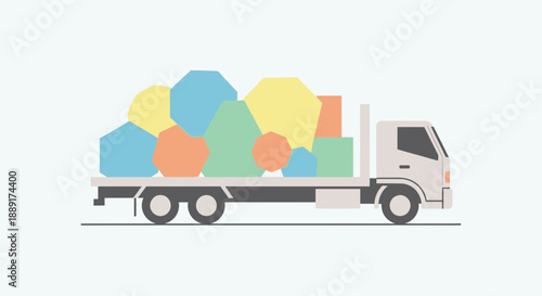 Colorful Geometric Cargo Truck Transportation Logistics Abstract Design