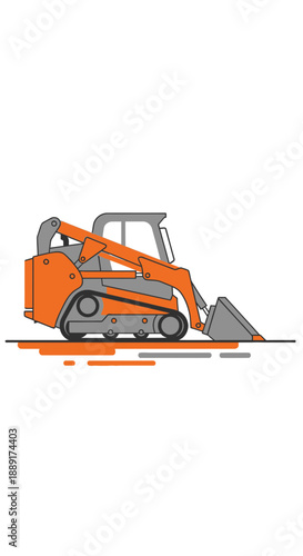 Compact Construction Loader Vector Graphic With Orange And Grey Tones