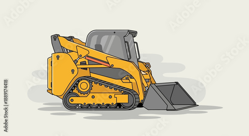 Compact Construction Loader With Bucket And Tracks