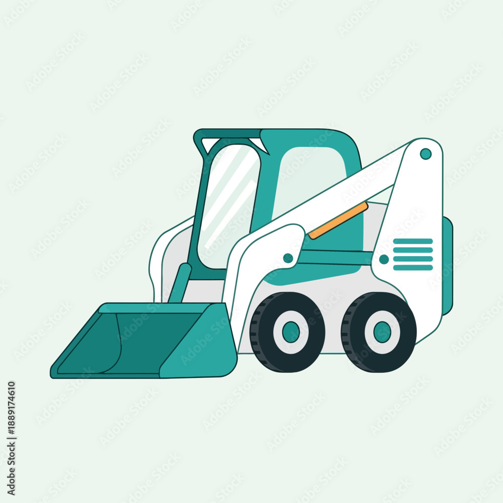 Naklejka premium Compact Construction Machine With Bucket For Earthmoving Operations