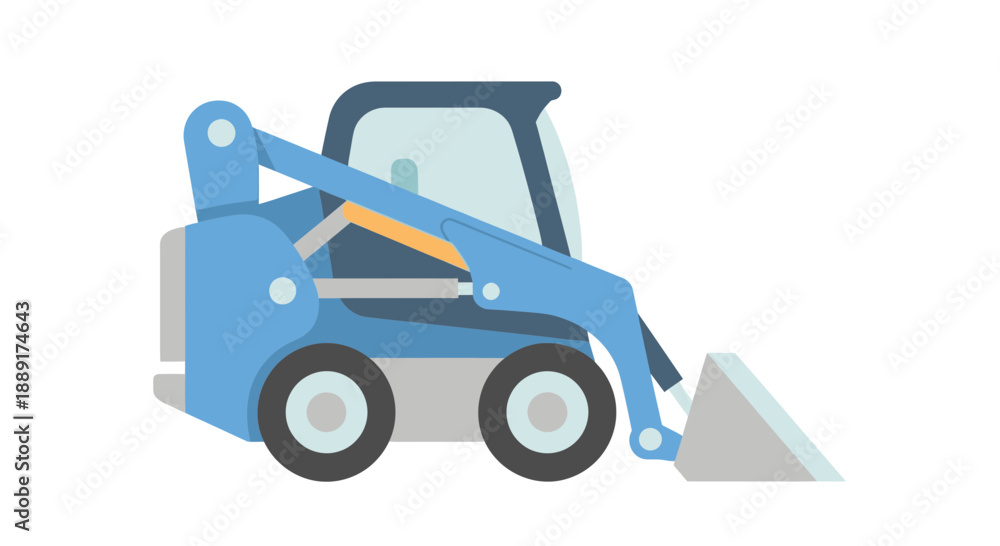 Naklejka premium Compact Blue Loader Construction Machine Isolated On White