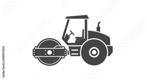 Compact Construction Roller Machine Icon For Roadwork And Compacting Surfaces