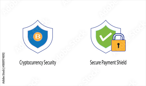 Digital Payment & Crypto Security Icon Set – Secure Transactions & Blockchain