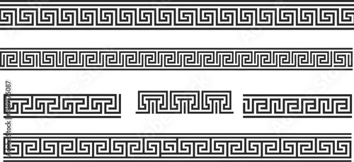 Greek Key Border Patterns Horizontal Decorative Lines Ancient Meander Designs vector