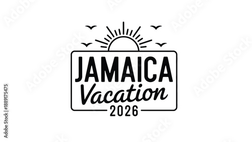 A logo for a Jamaica vacation in 2026 with a sunny design