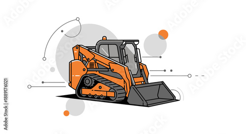 Compact Construction Vehicle Orange Skid Steer Loader With Bucket