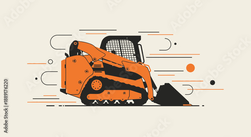 Compact Construction Vehicle In Motion Dynamic Vector Illustration