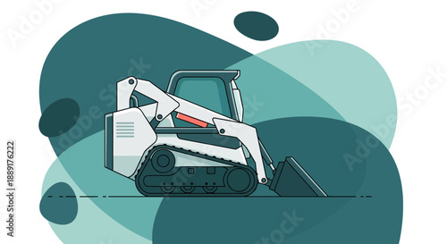 Compact Construction Vehicle In Minimalist Design Art