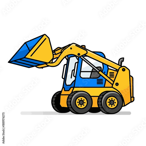 Compact Construction Vehicle With Loader Bucket Ready For Work