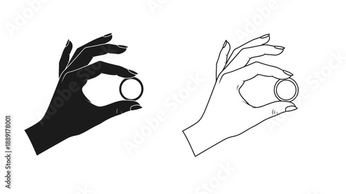 Two hands forming a circle gesture one solid and one outlined