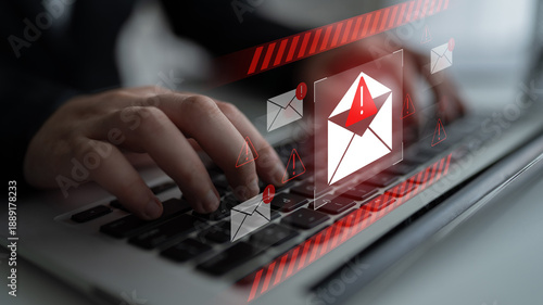 Quadro su tela Email security system identifies phishing attempts, detects suspicious messages, and protects users from data theft and malware through intelligent monitoring and alerts