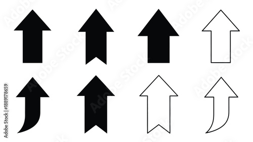 Collection of upward pointing arrows in varying styles and weights