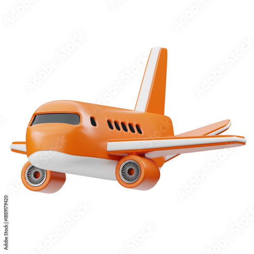 A vibrant orange airplane illustration with wheels and a white tail, perfect for travel and aviation themes