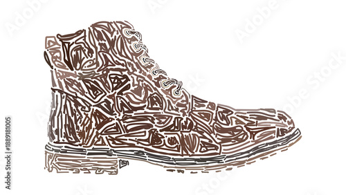 Stylised illustration of a brown boot