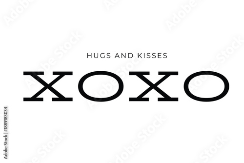 Minimalist Xoxo black typography Poster, xoxo hugs and kissing brush lettering Kisses PNG design, xoxo art print, xoxo sticker for valentine, xoxo svg cut file, xoxo png, retro xoxo text vector.