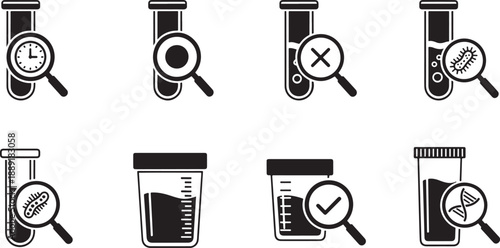 Laboratory test tube and magnifying glass science medical