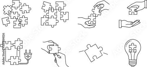 Puzzle Pieces and Hands jigsaw puzzle business concept