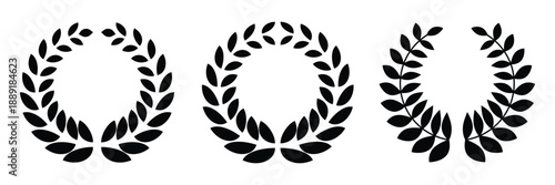 Laurel Wreath Award, Achievement Icons Set.