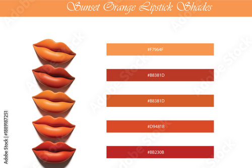 Sunset Orange Lipstick Shades – Matte Lip Colors, Vibrant Orange Lip Pallette