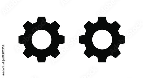 Two black gear icons displayed against a plain white background