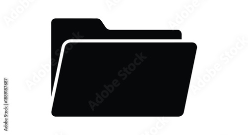 Simple black folder icon illustration on a white background