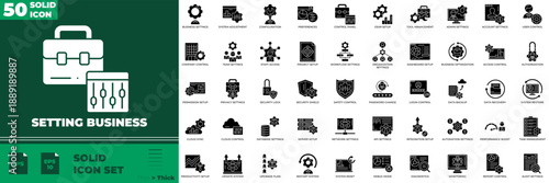 Setup Business Solid Editable Icons set