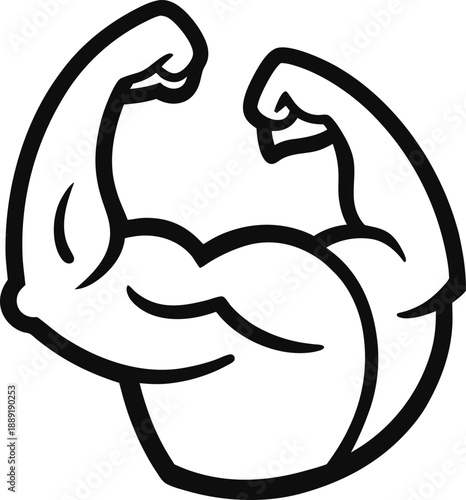 Muscular bodybuilder flexed biceps vector illustration for gym fitness and bodybuilding design