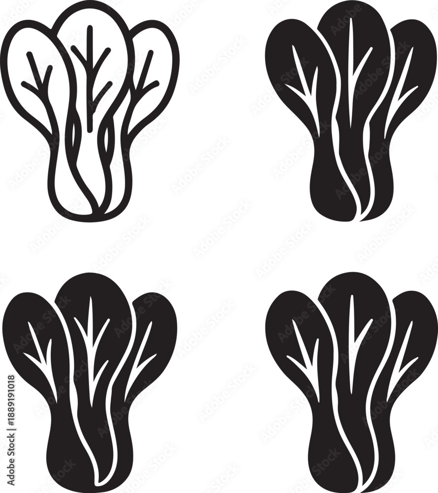 Obraz premium Isolated bok choy icon, bok choy cabbage silhouette, bok choy leafy vegetable, asian green vegetable food, healthy cooking ingredient, organic kitchen produce, natural leafy vegetable vector