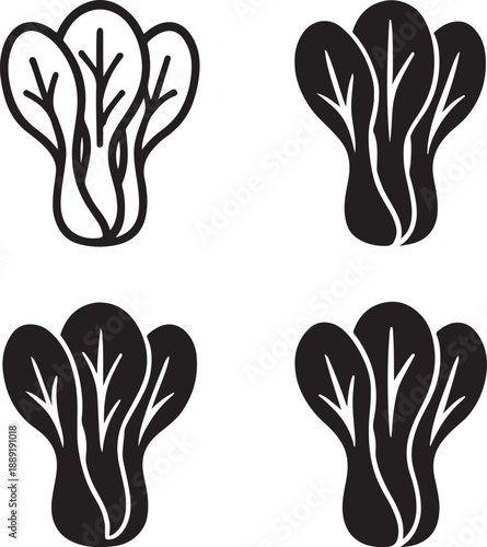 Isolated bok choy icon, bok choy cabbage silhouette, bok choy leafy vegetable, asian green vegetable food, healthy cooking ingredient, organic kitchen produce, natural leafy vegetable vector
