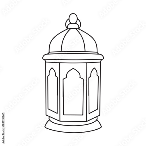 Black line of a lantern with a domed and arched windows line black and white domed arched windows