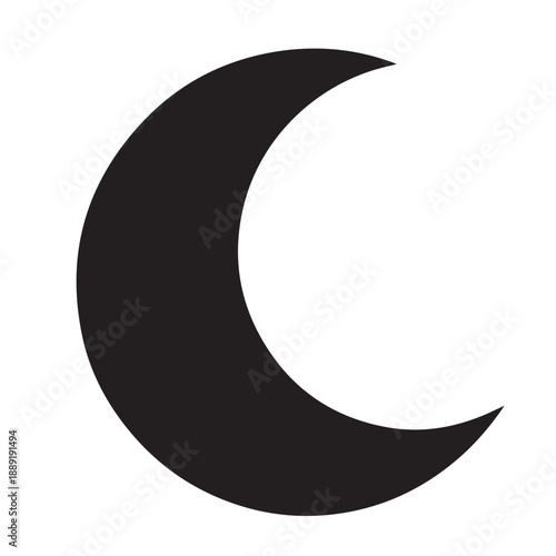 Black crescent moon shape on white background