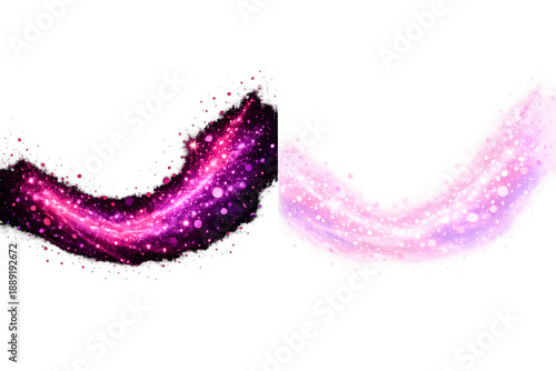 Cosmic Brushstroke Trails – Dual Pink-Purple Galactic Swirls with Sparkles