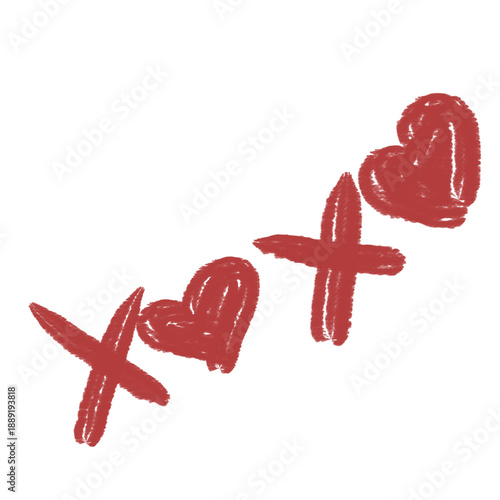 xoxo with red heart, valentine's day icon